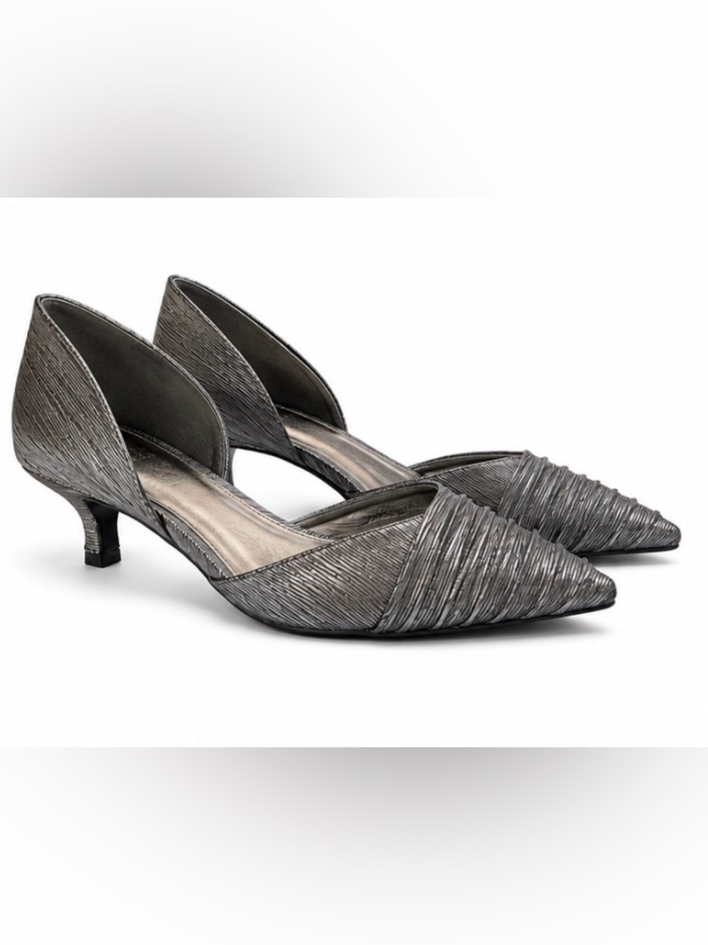 [Adrianna Papell] Harriet Pewter Byzantine Metallic Slingback Heels Sz 8M